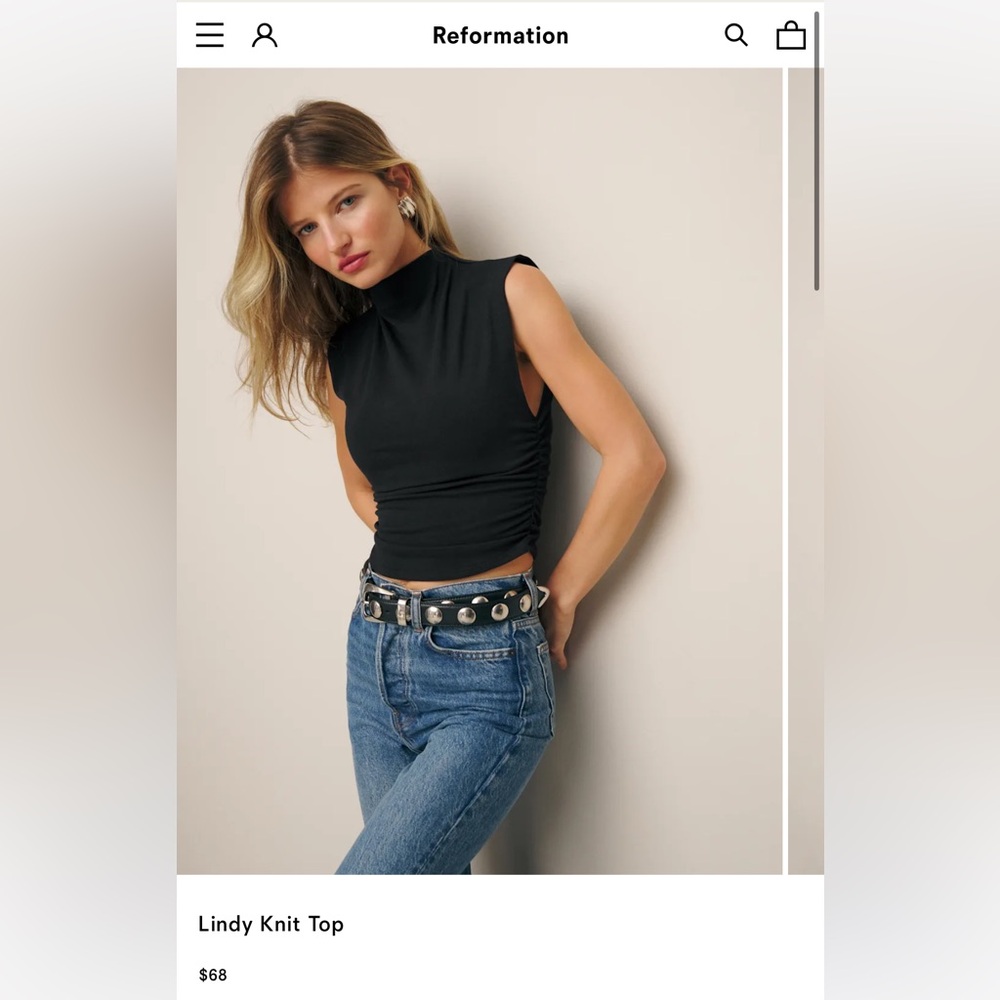 Reformation Lindy Knit Top Black Small